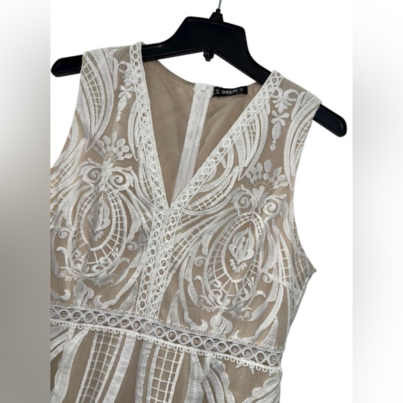NWT Sz L White Ivory Lace Embroidered Mini Slip Dress Bohemian Romantic Wedding - Picture 4 of 8